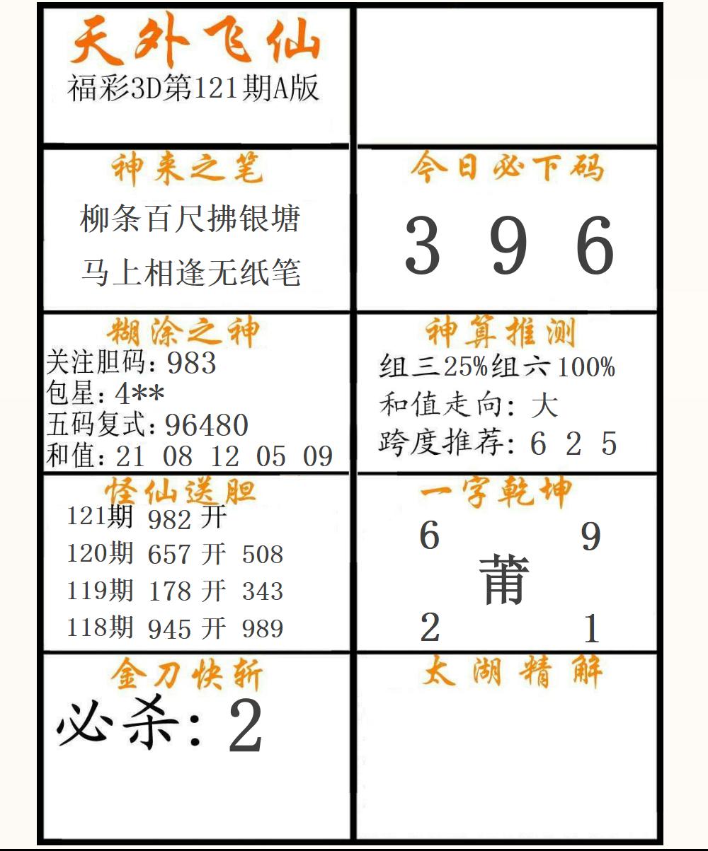 福彩3D天外飞仙A版