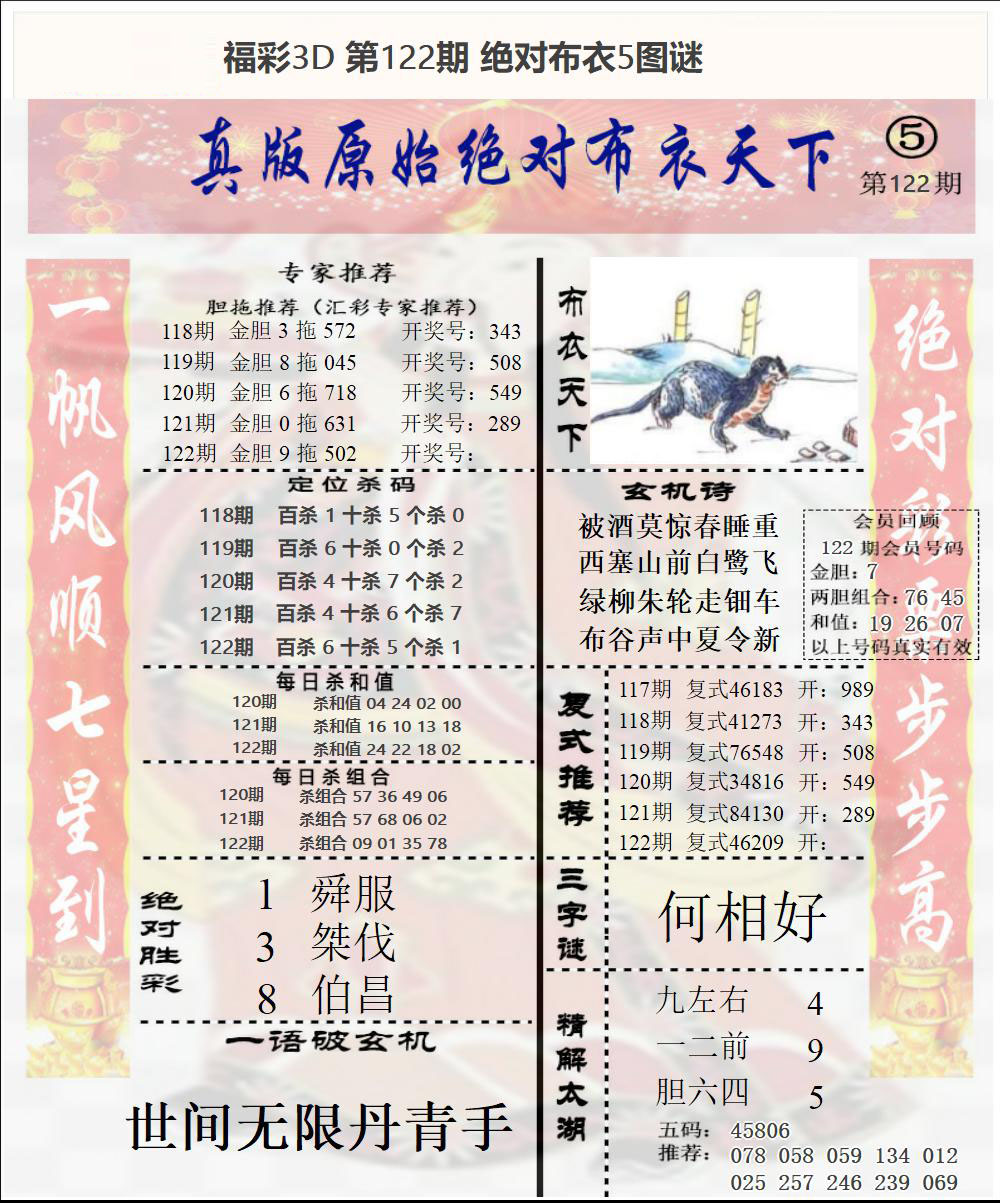 福彩3D绝对布衣5