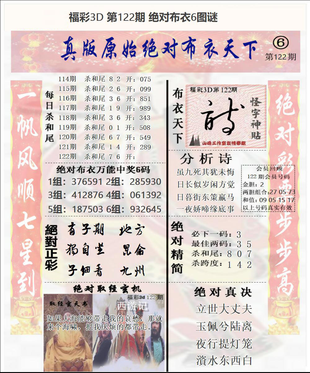 福彩3D绝对布衣6