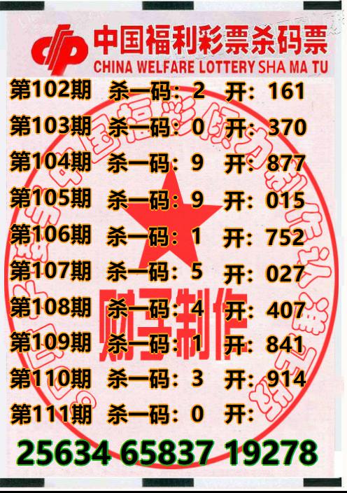 3D财子杀码票