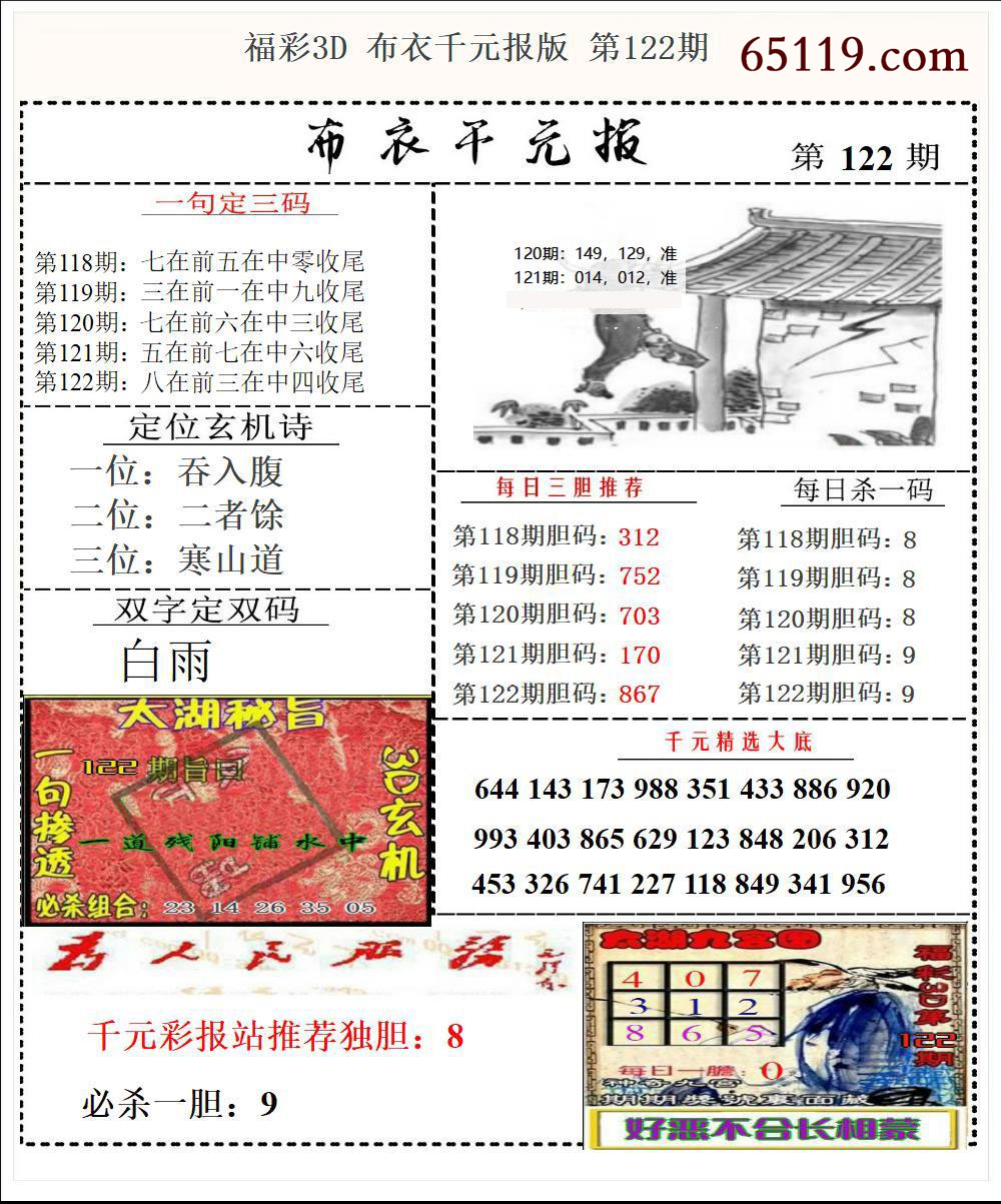 福彩3D布衣千元报