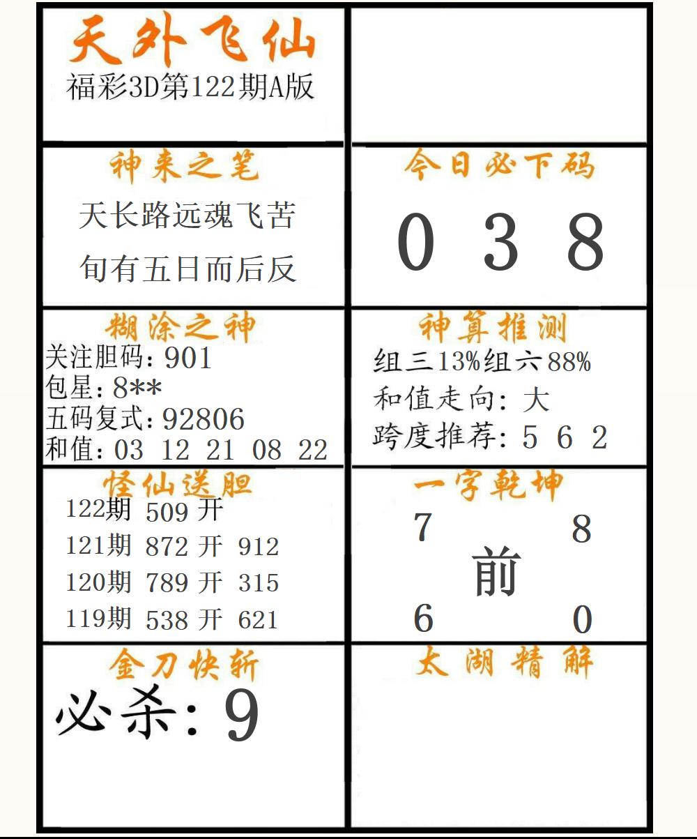 福彩3D天外飞仙A版